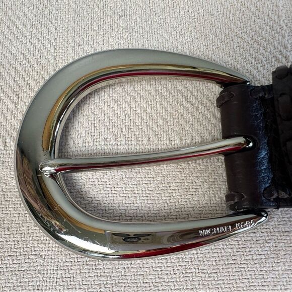 Michael Kors Braided Leather Chain Statement Belt Brown BOHO Size M - Picture 5 of 11